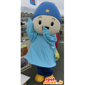 Boy Maskottchen in blauen Outfit mit einem Hut - MASFR25941 - Yuru-Chara japanischen Maskottchen