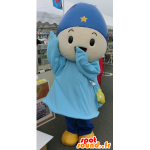 Mascotte de garçon, en tenue bleue avec un bonnet - MASFR25941 - Mascottes Yuru-Chara Japonaises