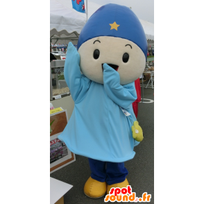 Boy Maskottchen in blauen Outfit mit einem Hut - MASFR25941 - Yuru-Chara japanischen Maskottchen