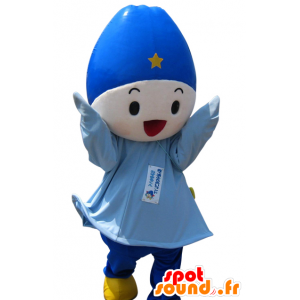 Boy Maskottchen in blauen Outfit mit einem Hut - MASFR25941 - Yuru-Chara japanischen Maskottchen