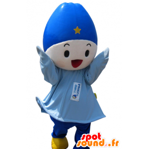 Mascotte de garçon, en tenue bleue avec un bonnet - MASFR25941 - Mascottes Yuru-Chara Japonaises