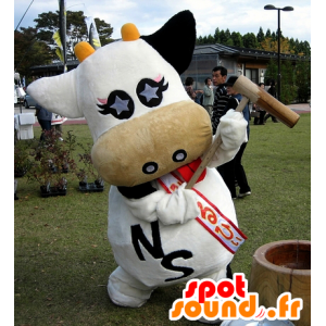 Mascot reus koe, zwart en wit - MASFR25943 - Yuru-Chara Japanse Mascottes
