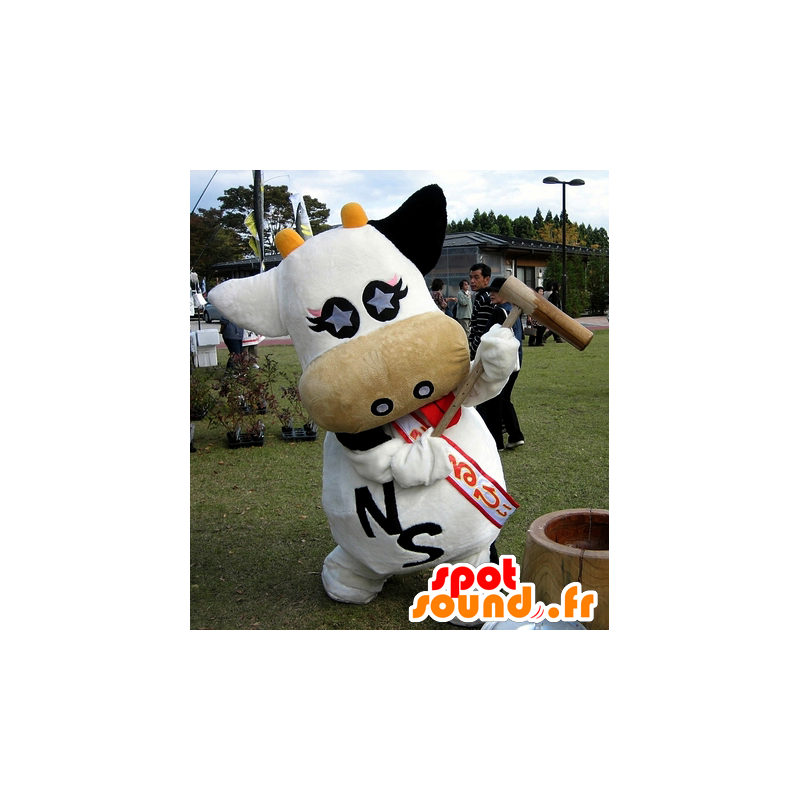 Mascot giant cow, black and white - MASFR25943 - Yuru-Chara Japanese mascots