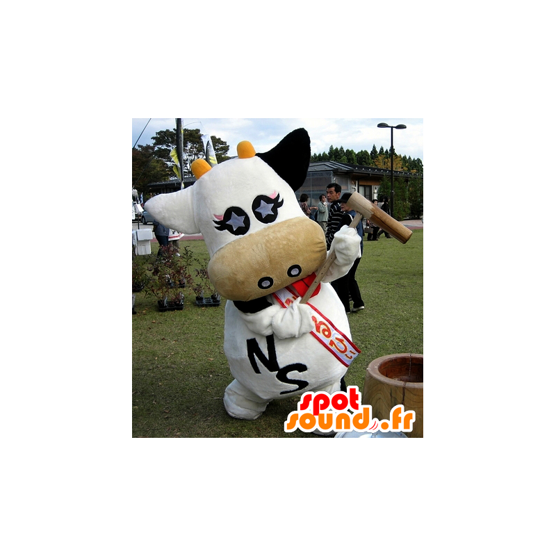 Mascot reus koe, zwart en wit - MASFR25943 - Yuru-Chara Japanse Mascottes