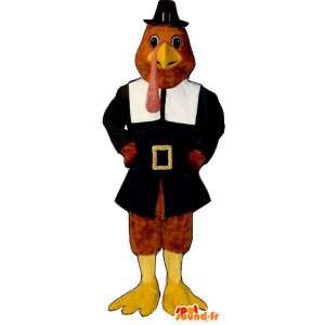 Brun kalkun maskot med en svart frakk - MASFR006847 - Mascot Høner - Roosters - Chickens