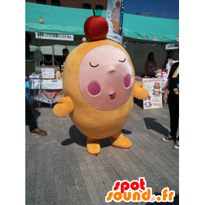 Mascot Po, homem de laranja com uma maçã na cabeça - MASFR25950 - Yuru-Chara Mascotes japoneses