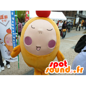 Mascot Po, oransje mann med et eple på hodet - MASFR25950 - Yuru-Chara japanske Mascots