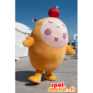 ポーのマスコット、頭にリンゴをかぶったオレンジ色の男-MASFR25950-日本のゆるキャラのマスコット