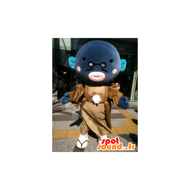 Mascot Abiko, pez gigante, azul y marrón - MASFR25953 - Yuru-Chara mascotas japonesas