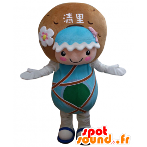 Kiyo tsupi maskot, der repræsenterer et vandfald med en laks -