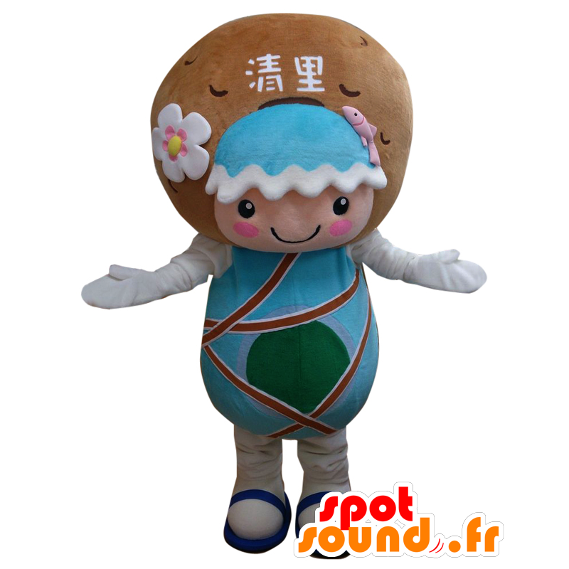 Kiyo tsupi Maskottchen, die einen Wasserfall mit Lachs - MASFR25956 - Yuru-Chara japanischen Maskottchen