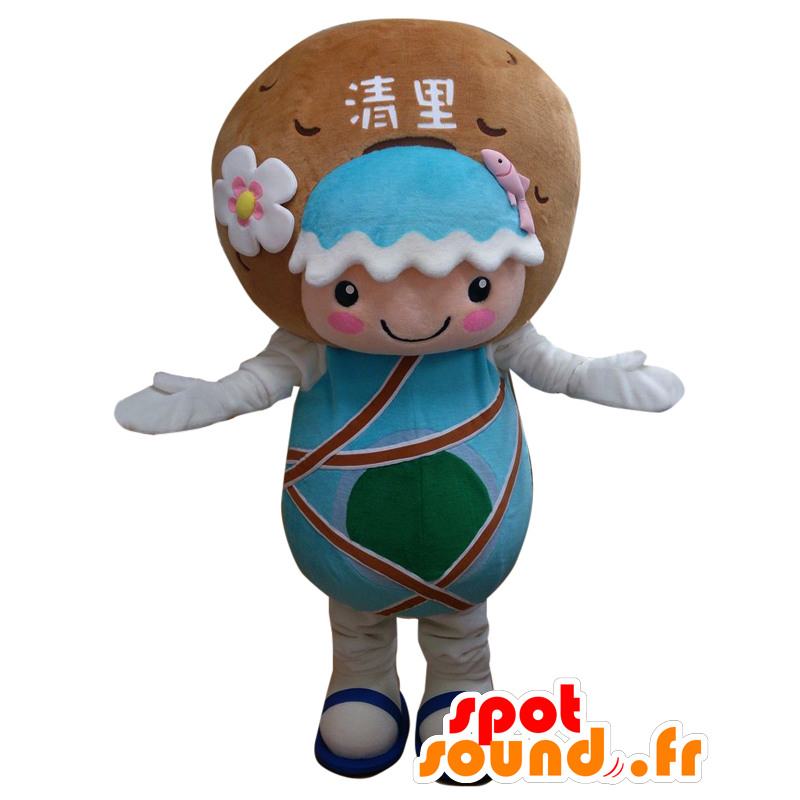 Kiyo tsupi mascotte che rappresenta una cascata con salmone - MASFR25956 - Yuru-Chara mascotte giapponese