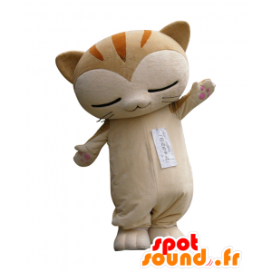 Don-chan maskot, beige kat, meget sød - Spotsound maskot kostume