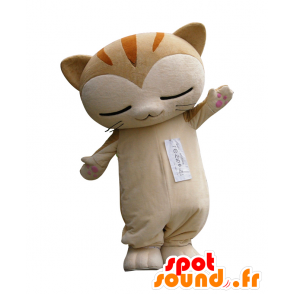 Don-chan maskot, beige kat, meget sød - Spotsound maskot kostume