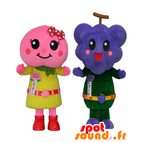 Mascotas Bude Kun, pesca de color rosa y Momón chan, uvas - MASFR25959 - Yuru-Chara mascotas japonesas