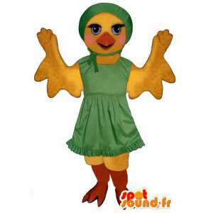 Kanarisk maskot i grøn kjole. Kanarisk kostume - Spotsound