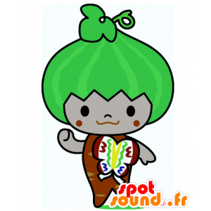 Mascotte Tempaku-kun, zucca verde e arancione, gigante - MASFR25962 - Yuru-Chara mascotte giapponese
