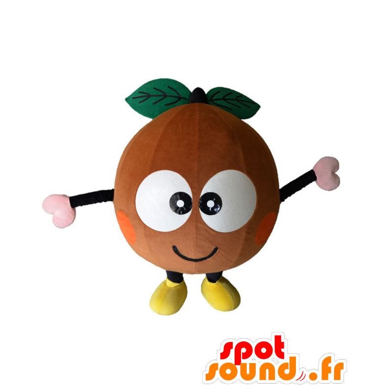 Mascotte de Chappy, de fruit rond, marron et vert - MASFR25964 - Mascottes Yuru-Chara Japonaises