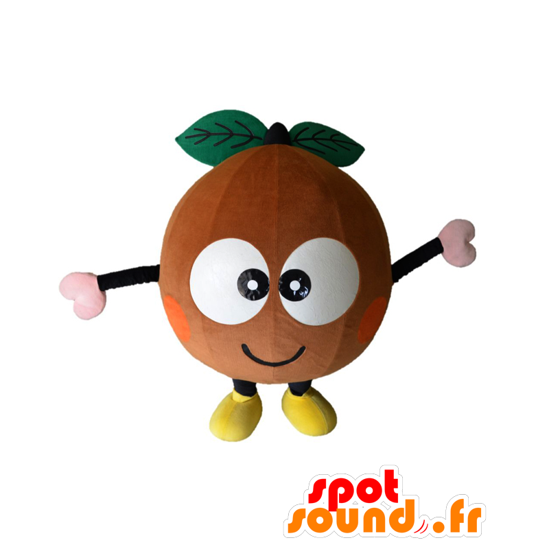 Chappy maskot, rund frugt, brun og grøn - Spotsound maskot