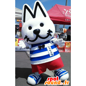 Mascot Nyamo Tan, witte kat met een zeeman - MASFR25965 - Yuru-Chara Japanse Mascottes