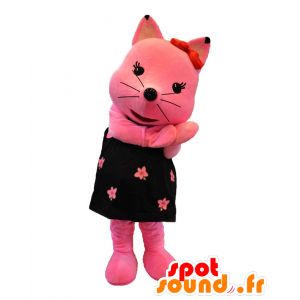 Behold chan mascot, pink cat wearing a black dress - MASFR25966 - Yuru-Chara Japanese mascots