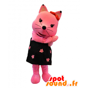 Se chan maskot, lyserød kat iført en sort kjole - Spotsound