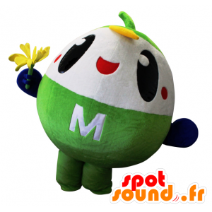 Mascotte de Mei-chan, de bonhomme rond, vert et blanc - MASFR25967 - Mascottes Yuru-Chara Japonaises