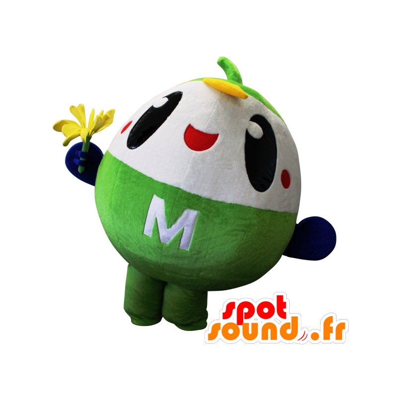 Mei-chan maskot, rund man, grön och vit - Spotsound maskot