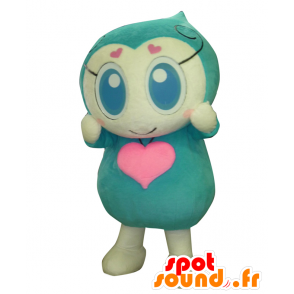 Hitoshizuku chan mascot, blue drop, with hearts - MASFR25970 - Yuru-Chara Japanese mascots