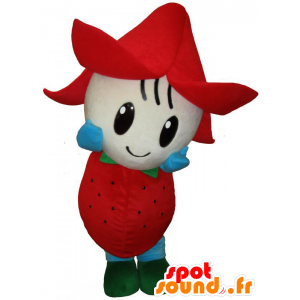 Mascot Kanuma Berry-chan, jordbær, rød blomst - MASFR25973 - Yuru-Chara japanske Mascots