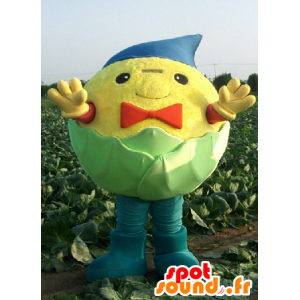 Mascot Kyabetchi-kun, groene kool, geel en blauw - MASFR25974 - Yuru-Chara Japanse Mascottes