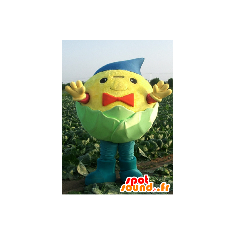 Mascotte de Kyabetchi-kun, de chou vert, jaune et bleu - MASFR25974 - Mascottes Yuru-Chara Japonaises