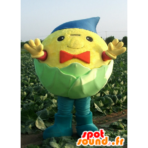 Mascot Kyabetchi-kun, groene kool, geel en blauw - MASFR25974 - Yuru-Chara Japanse Mascottes