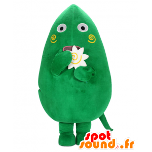 Yamaton mascotte, uomo verde in mano un fiore - MASFR25978 - Yuru-Chara mascotte giapponese