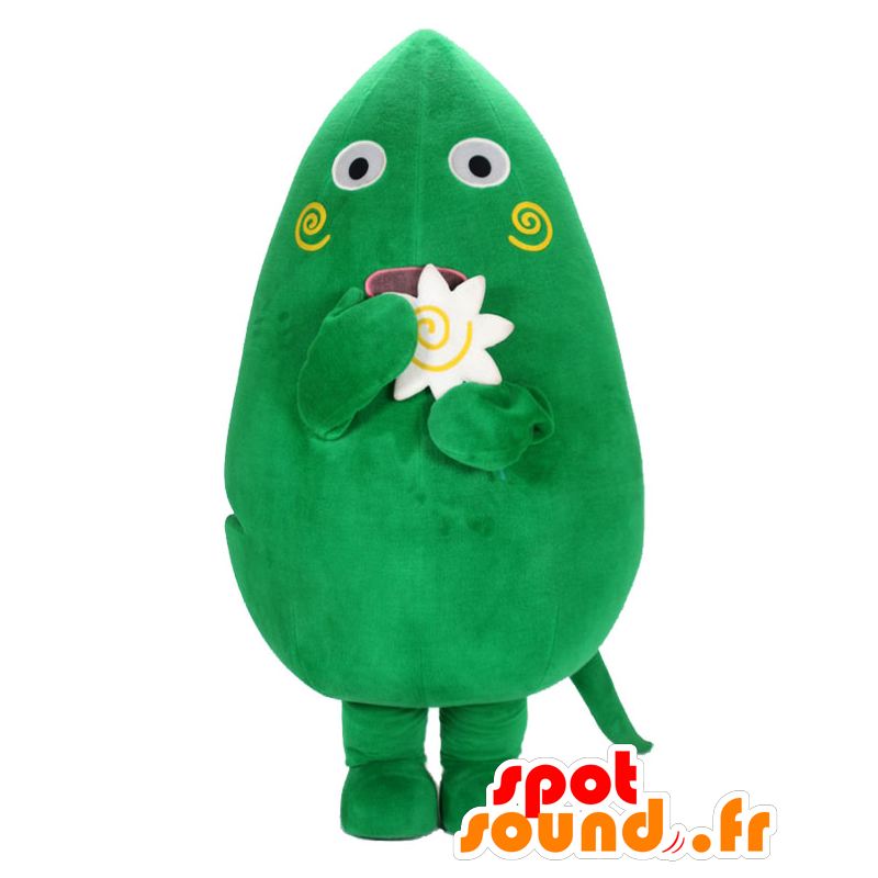 Mascotte de Yamaton, de bonhomme vert tenant une fleur - MASFR25978 - Mascottes Yuru-Chara Japonaises