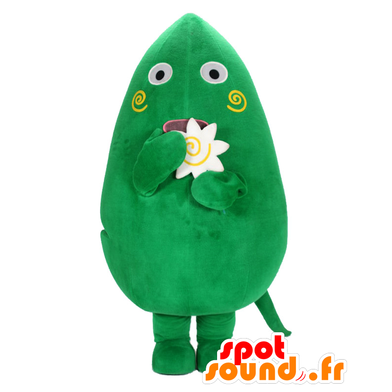 Yamaton mascota, hombre verde la celebración de una flor - MASFR25978 - Yuru-Chara mascotas japonesas