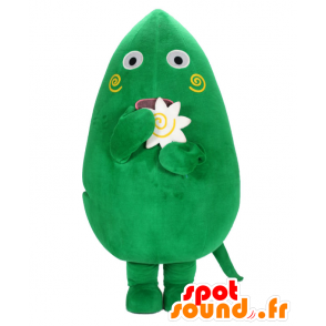 Mascotte de Yamaton, de bonhomme vert tenant une fleur - MASFR25978 - Mascottes Yuru-Chara Japonaises