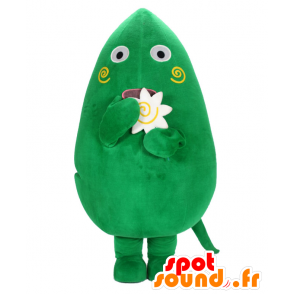 Yamaton maskot, grön man som rymmer en blomma - Spotsound maskot