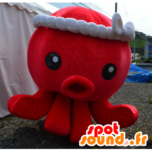 Mascot Mr. Octopus, röd bläckfisk, jätte, mycket framgångsrik -