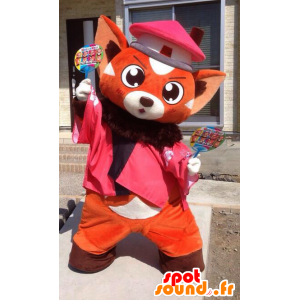 Mascot Taise-kun, orange og hvid ræv - Spotsound maskot kostume