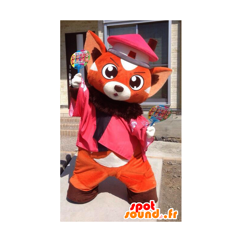 Mascot Taise-kun, orange og hvid ræv - Spotsound maskot kostume