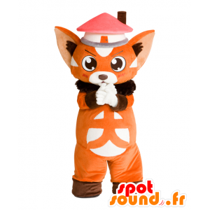 Mascotte de Taise-kun, de renard orange et blanc - MASFR25986 - Mascottes Yuru-Chara Japonaises