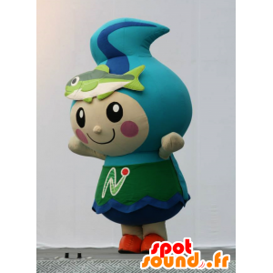 Mascot homem azul, lágrima, com um peixe - MASFR25987 - Yuru-Chara Mascotes japoneses