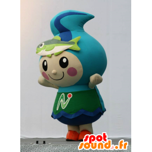 Maskot blå mann, teardrop, med en fisk - MASFR25987 - Yuru-Chara japanske Mascots