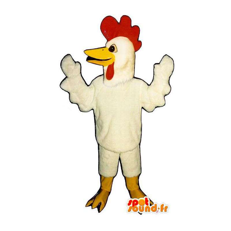 Gallo bianco della mascotte, gigante - MASFR006852 - Mascotte di galline pollo gallo