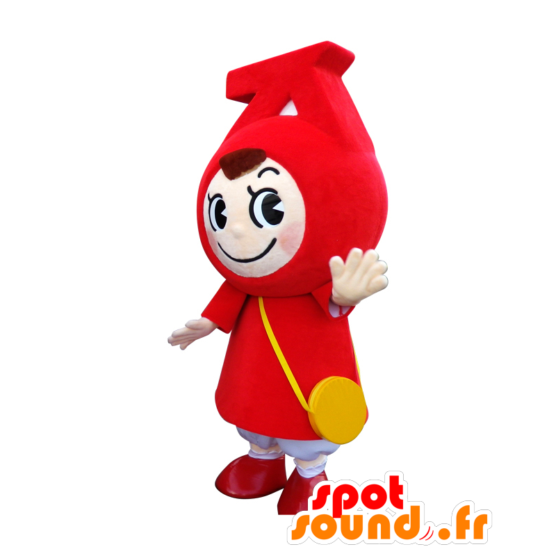 Sumarun maskot, leende karaktär, klädd i rött - Spotsound maskot