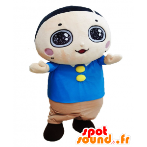 Mascotte Morne papà, ragazzino vestito blu e beige - MASFR25993 - Yuru-Chara mascotte giapponese