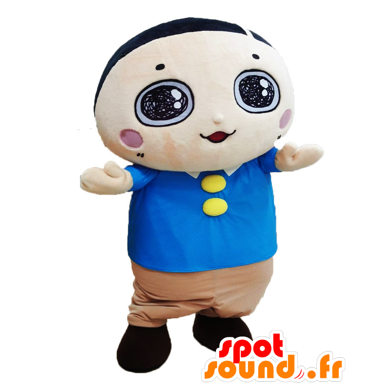 Mascot Morne isä, pieni poika sininen ja beige mekko - MASFR25993 - Mascottes Yuru-Chara Japonaises