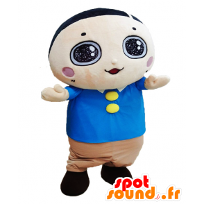 Mascot Morne isä, pieni poika sininen ja beige mekko - MASFR25993 - Mascottes Yuru-Chara Japonaises