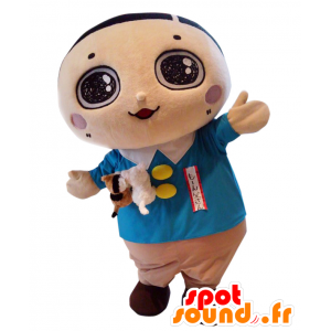 Mascot Morne papá, vestido de azul y beige niño - MASFR25993 - Yuru-Chara mascotas japonesas